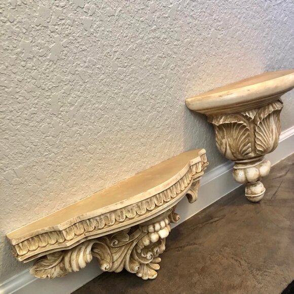 NWT ALEXANDRA'S ACCENTS Pair Coordinating Baroque Wall Sconces Shelves - Picture 4 of 5